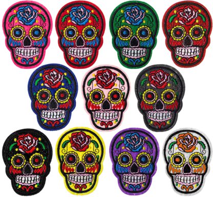 Bügelbilder Set : 11 x Totenkopf Patches zum Aufbügeln für Erwachsene u. Kinder