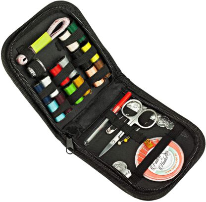 42-teiliges Näh Set in kompaktem Etui - Reisenähset in robuster Reißverschluss-Tasche