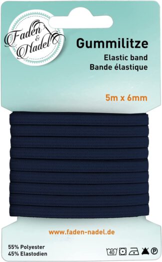 5 m Gummilitze Gummiband 6,6 mm elastisches Band Wäscheband