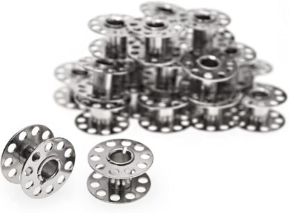 25 leere Spulen für die Nähmaschine, (aus Metall, lose)